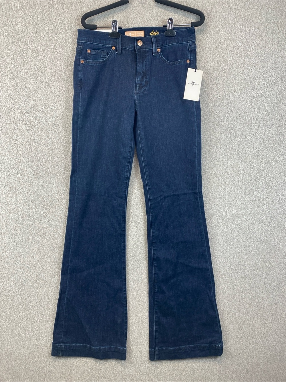 7 for All Mankind jeans dojo Size 28 Dark Wash Mid Blair Flare Leg Trouser Long